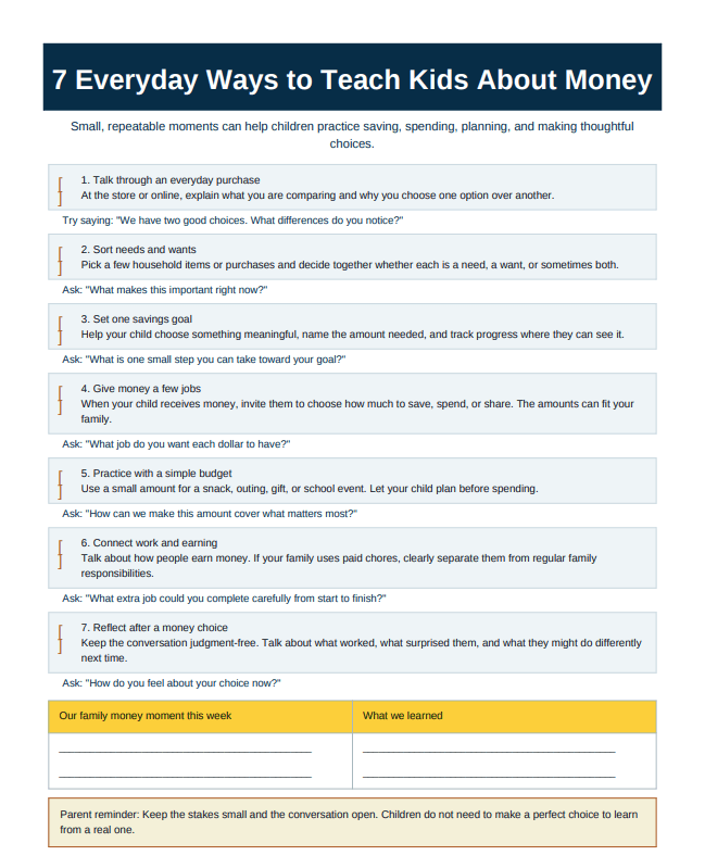 Family Money Checklist Snapshot 1 • Vantage West Credit Union